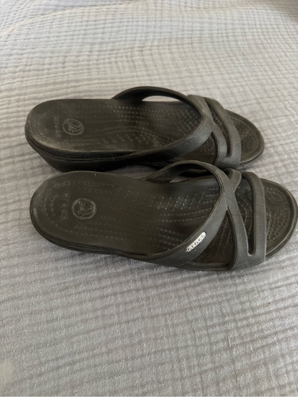 CROCS Women’s Black Dual‑Strap Slide Sandals